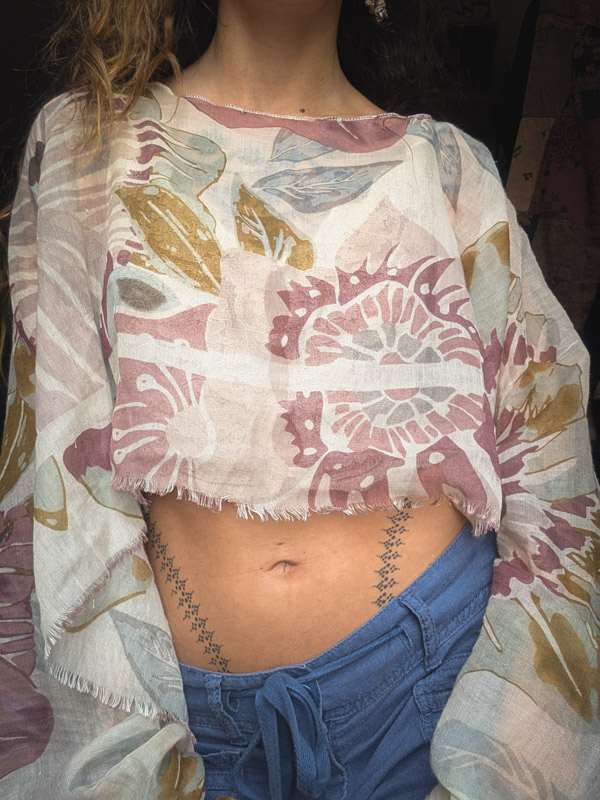 Upcycled Sheer Floral Oversize Top - Image 6