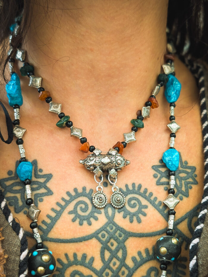 Upcycled Afghan Gemstone Necklace - Image 6
