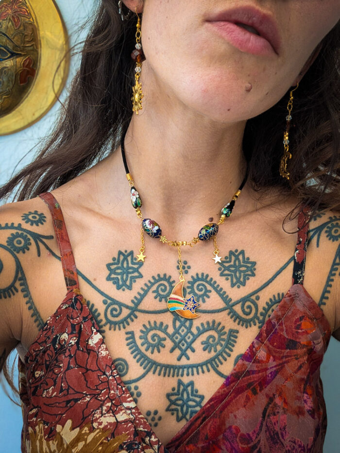 Cloisonne Moon Necklace - Image 2