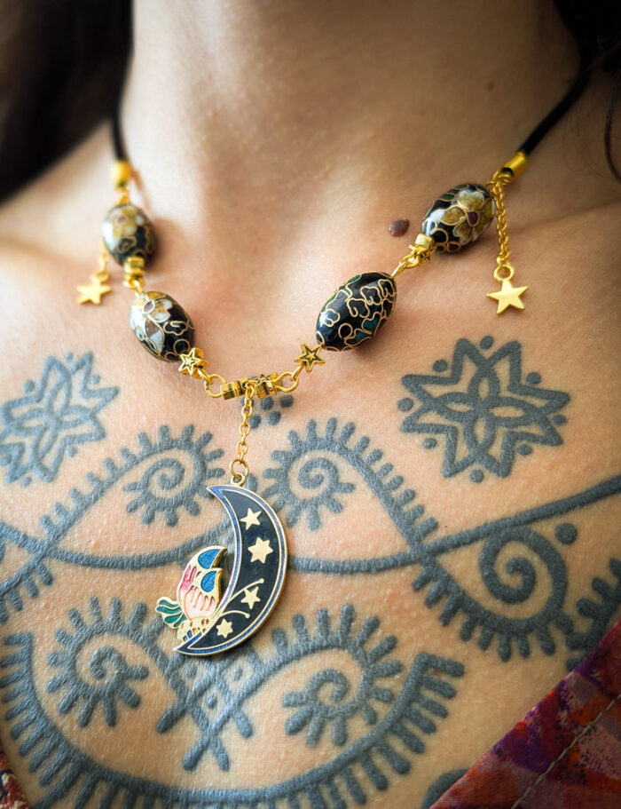 Cloisonne Moon Necklace