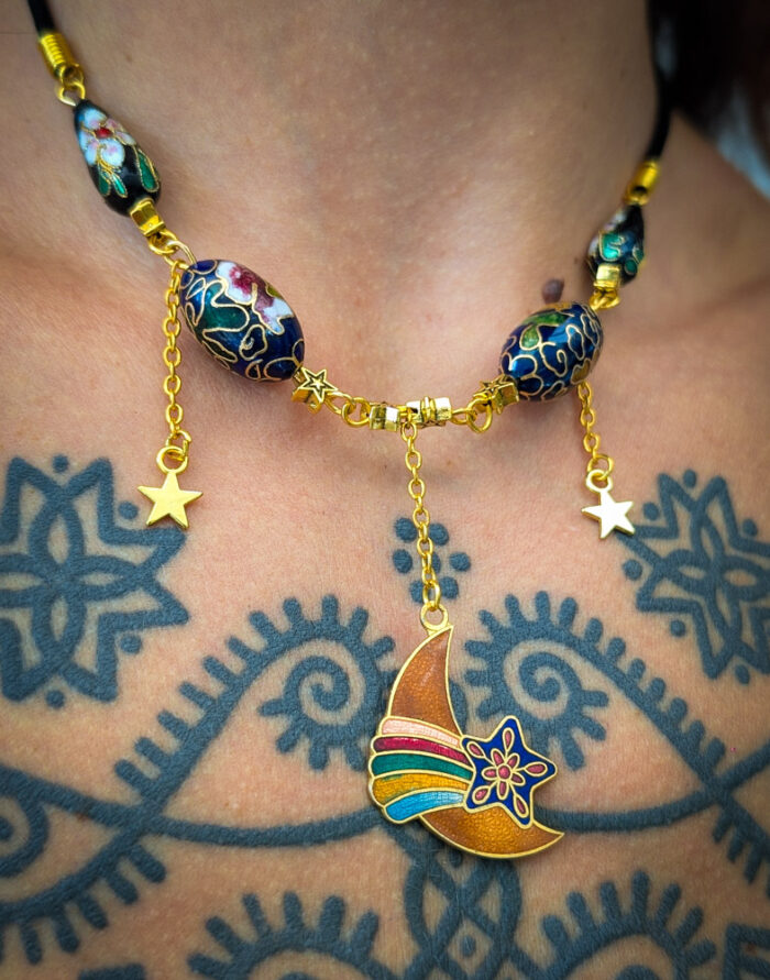 Cloisonne Moon Necklace