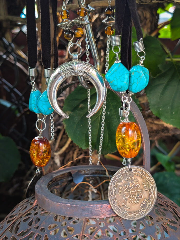 Bohemian Gemstone Coin Necklace - Image 3