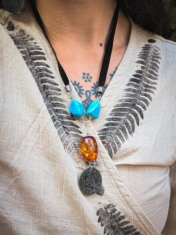 Bohemian Gemstone Coin Necklace