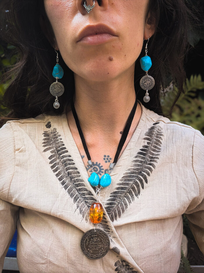 Bohemian Gemstone Coin Necklace - Image 4