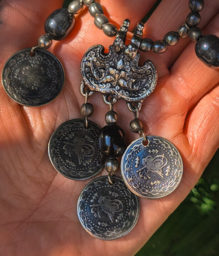 Vintage Black Afghan Coin Necklace - Image 2