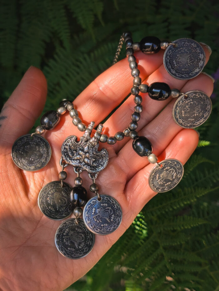 Vintage Black Afghan Coin Necklace - Image 4