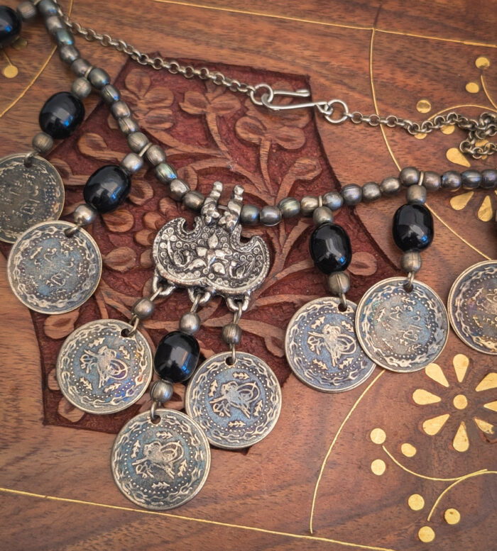 Vintage Black Afghan Coin Necklace - Image 6