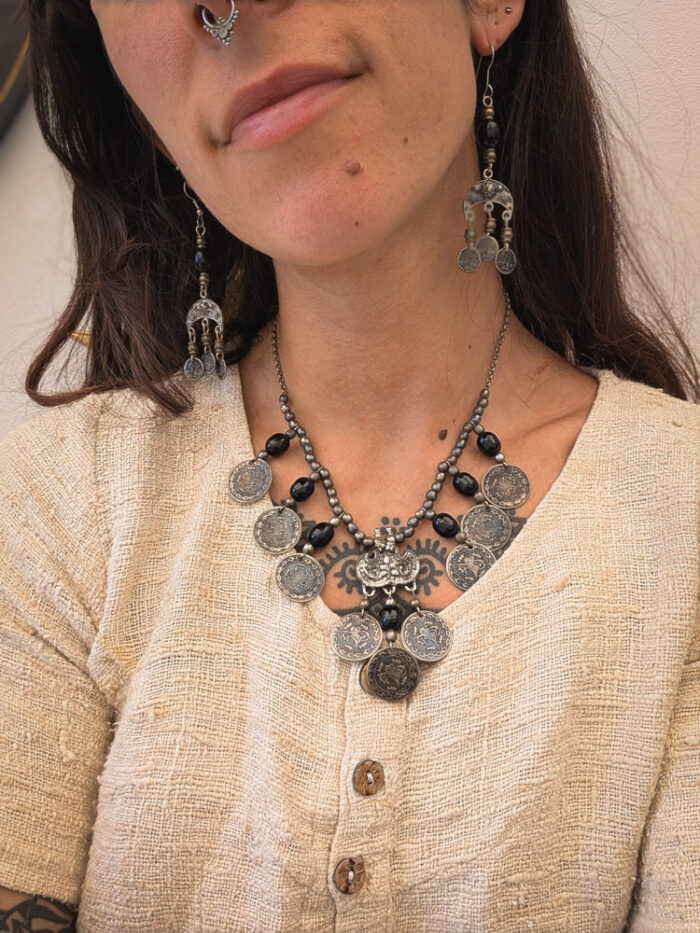 Vintage Black Afghan Coin Necklace - Image 5