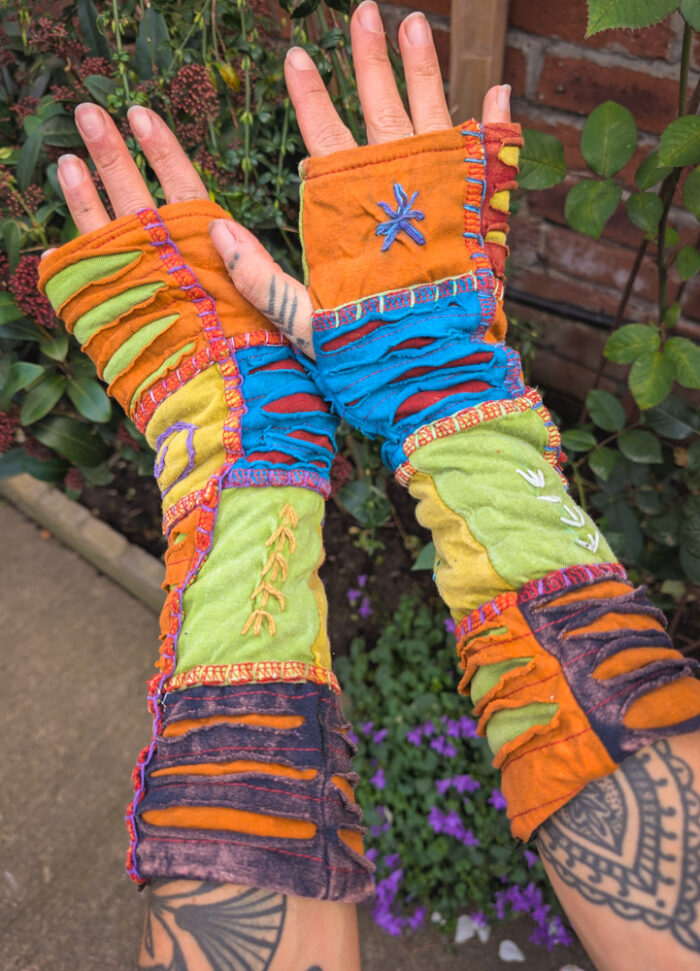 Patchwork Embroidered Handwarmers