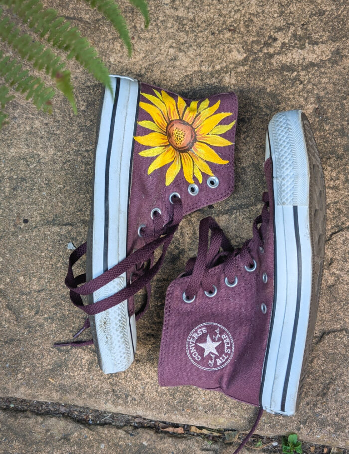 Upcycled Sunflower Converse - Image 6