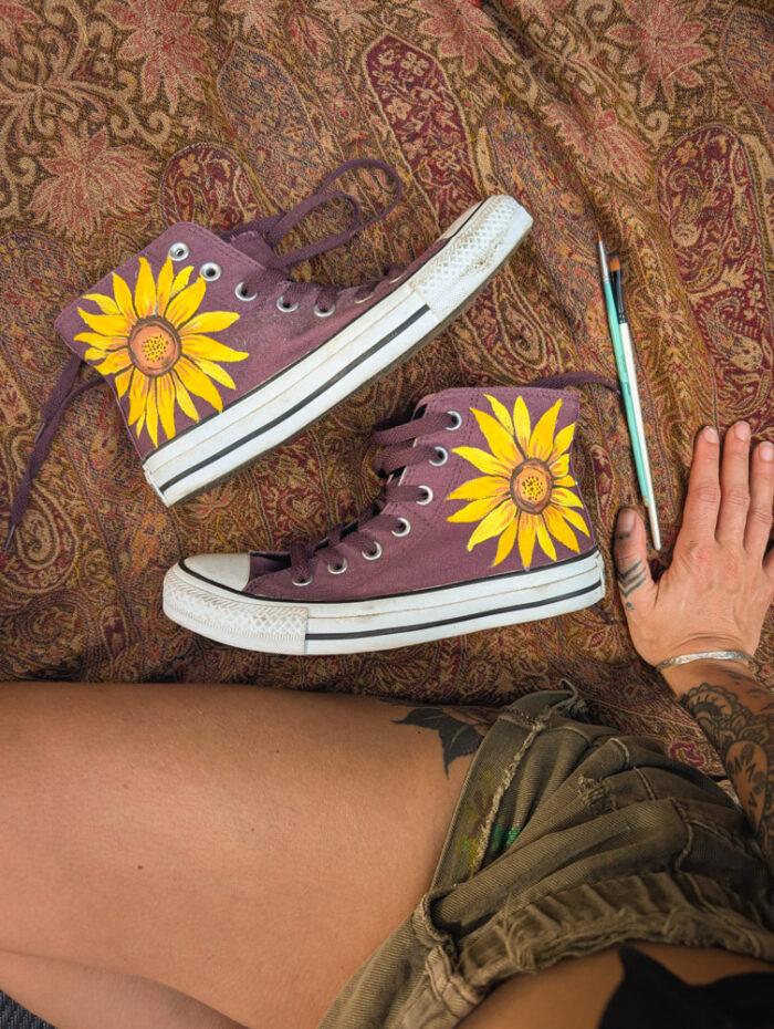 Upcycled Sunflower Converse - Image 5