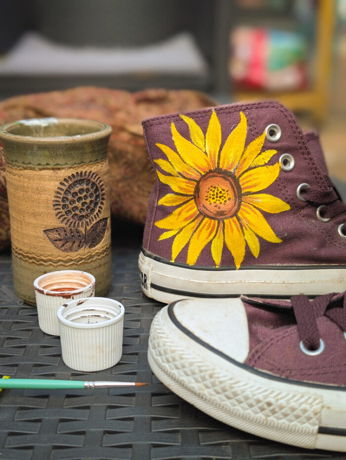 Upcycled Sunflower Converse - Image 4
