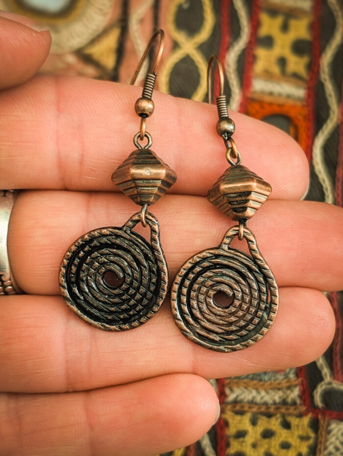 Vintage Copper Spiral Earrings - Image 6