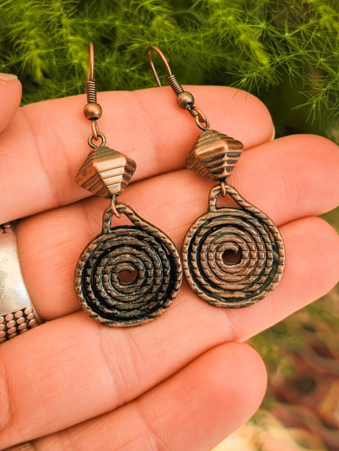 Vintage Copper Spiral Earrings