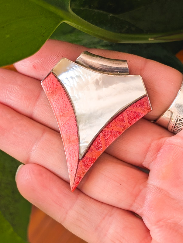 925 Silver & Coral Pendant