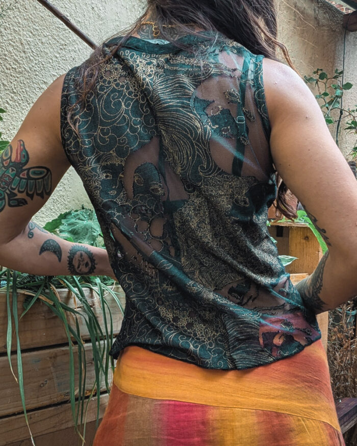 Vintage Corset-Style Mesh Top - Image 3