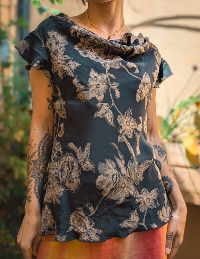 Vintage Silk Cowl Neck Top
