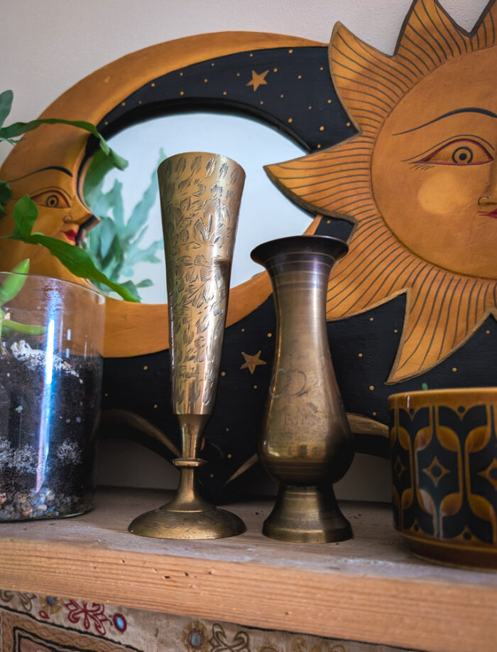 Vintage Straight Brass Vase - Image 2