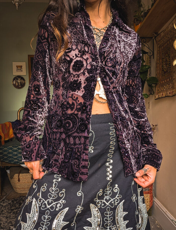 Purple Velvet Devoré Shirt - Image 4