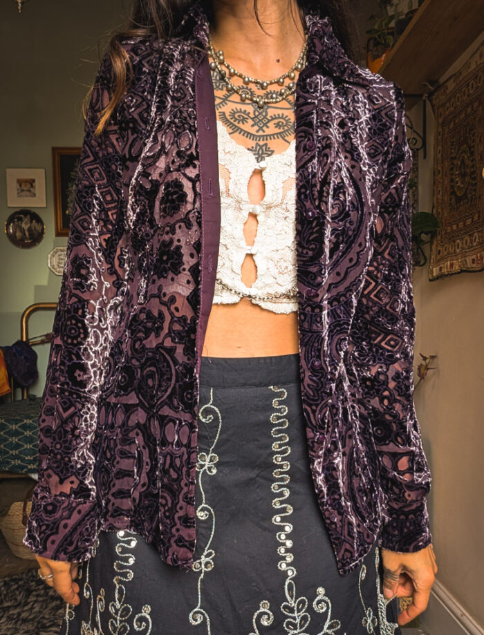 Purple Velvet Devoré Shirt - Image 7