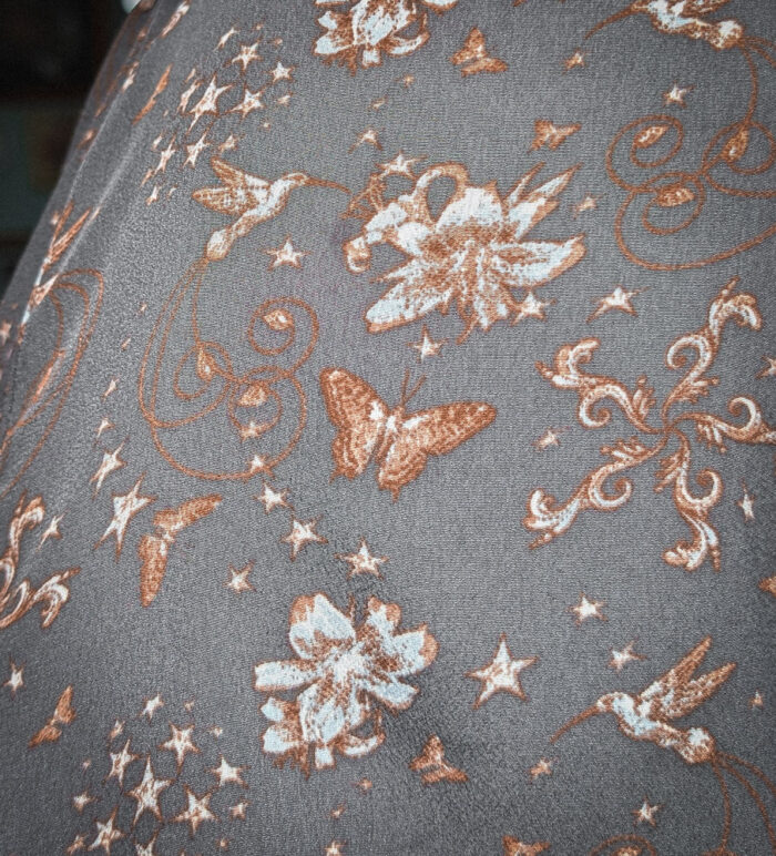 Preloved Grey Bird Print Dress - Image 4