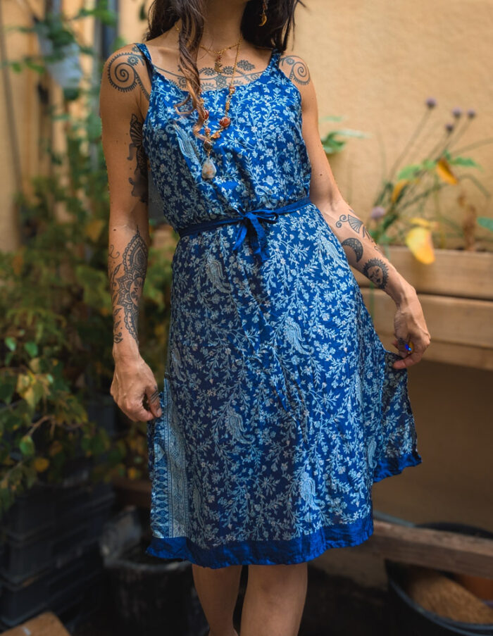 Preloved Blue Paisley Mini Dress