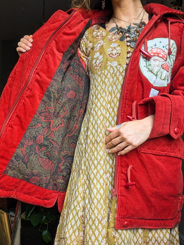 Reworked Mushroom Corduroy Duffel Coat - Image 6