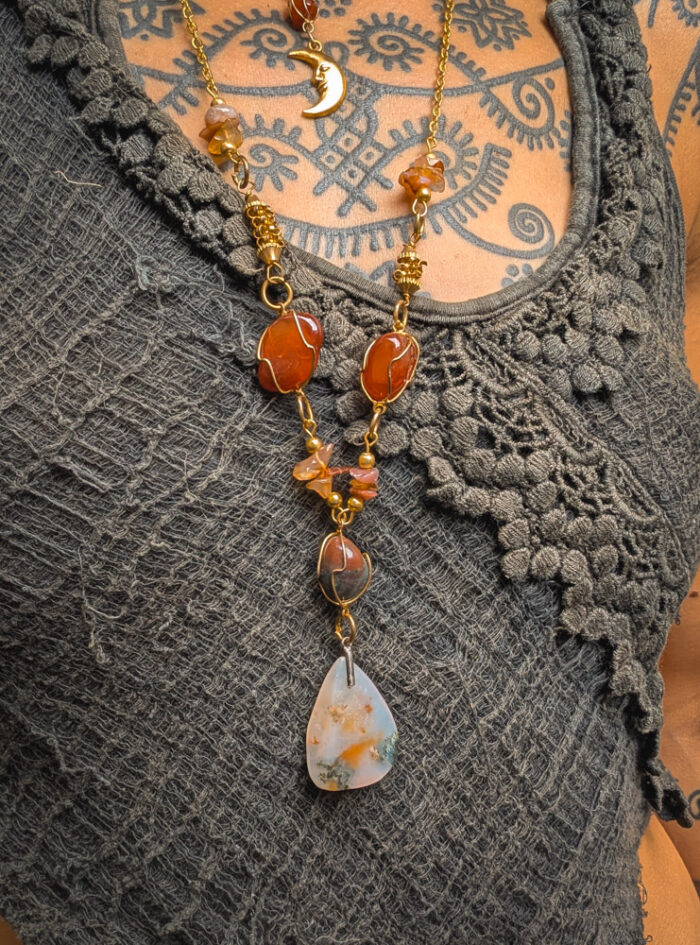 Upcycled Gold Gemstone Necklace - Image 2
