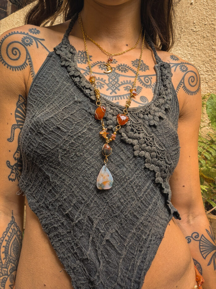 Upcycled Gold Gemstone Necklace - Image 3