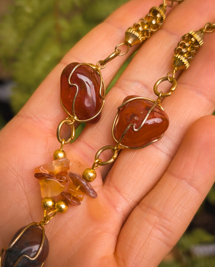 Upcycled Gold Gemstone Necklace - Image 4