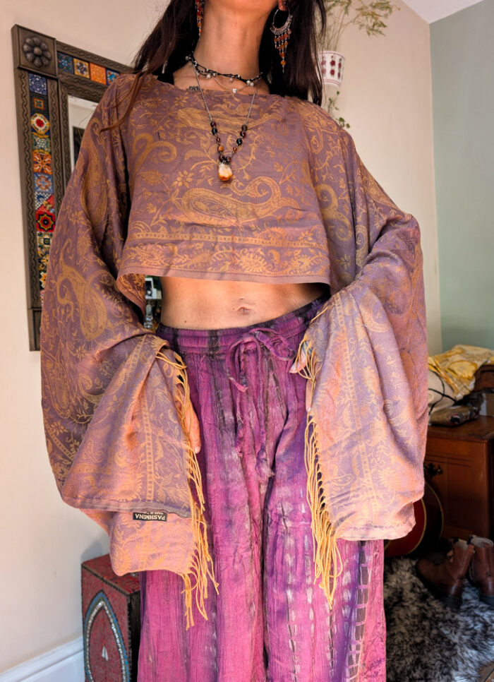 Upcycled Earthy Paisley Fairy Top - Image 3