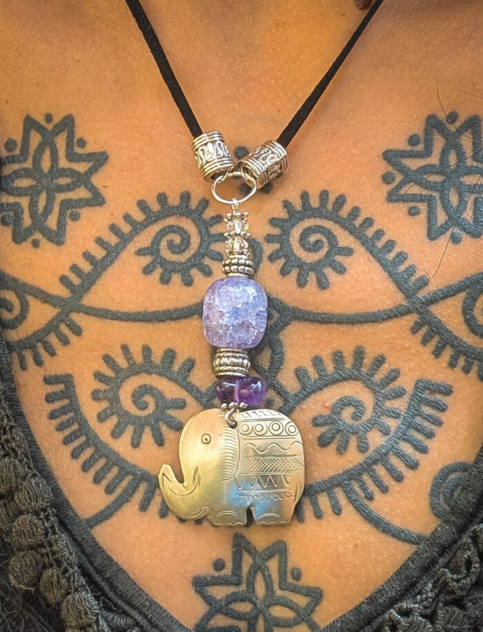 Upcycled Purple Elephant Necklace