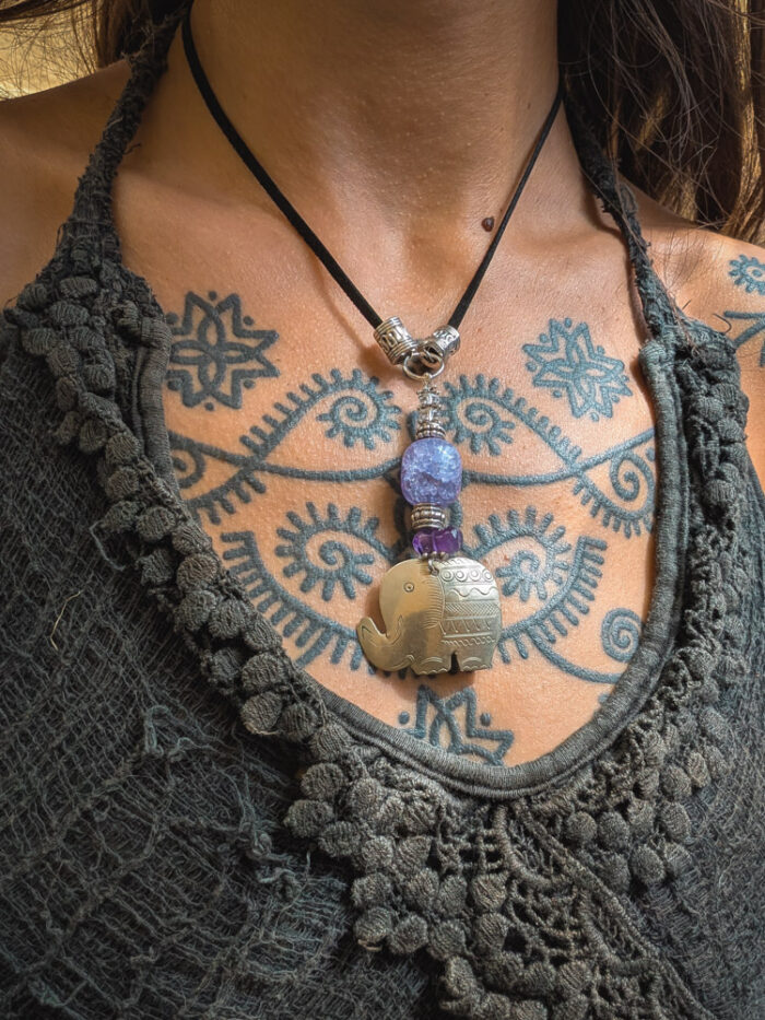 Upcycled Purple Elephant Necklace - Image 4