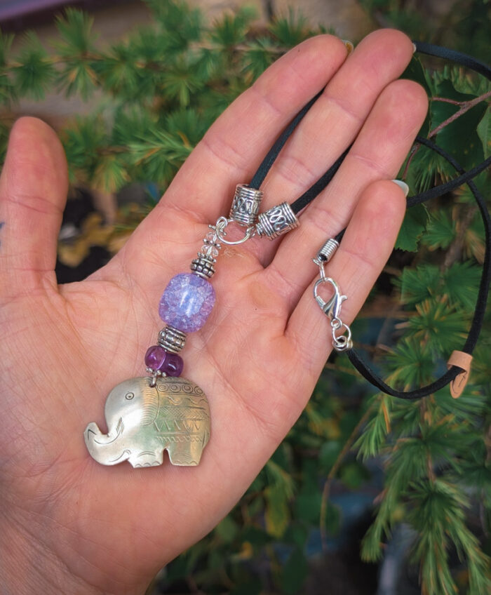 Upcycled Purple Elephant Necklace - Image 5