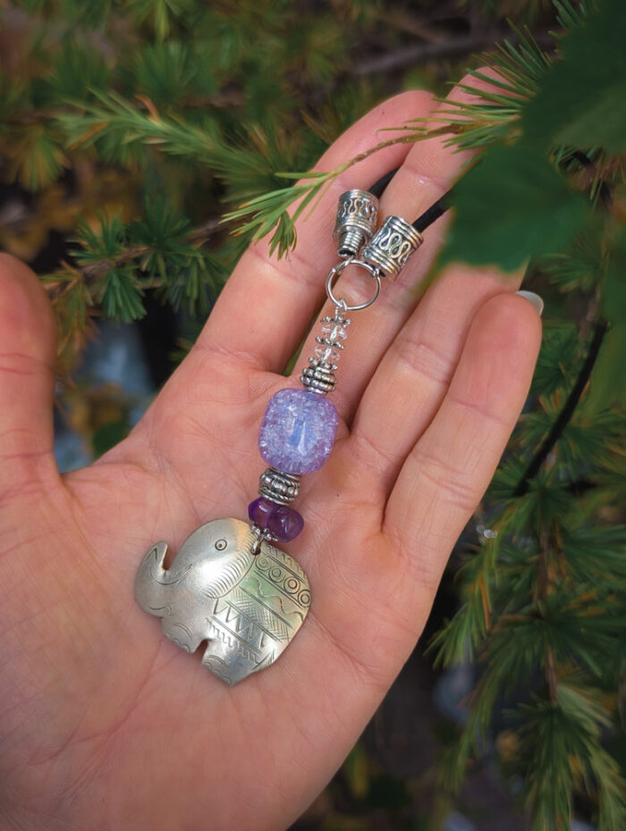 Upcycled Purple Elephant Necklace - Image 2