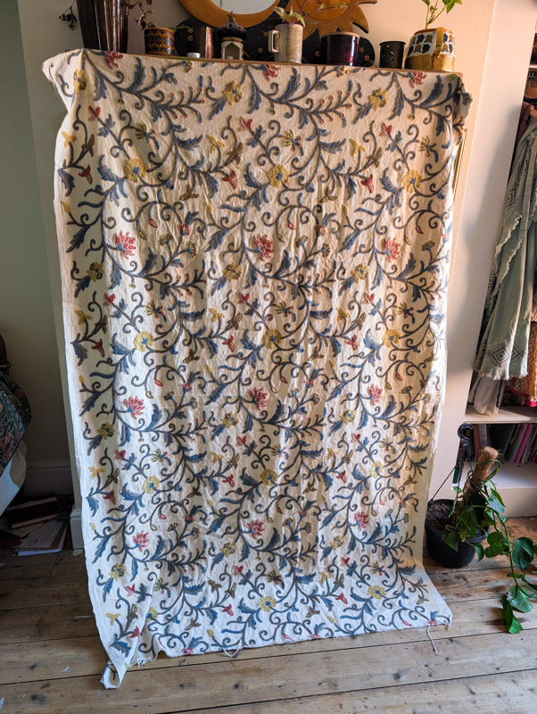 Vintage Floral Embroidered Curtain / Throw - Image 6