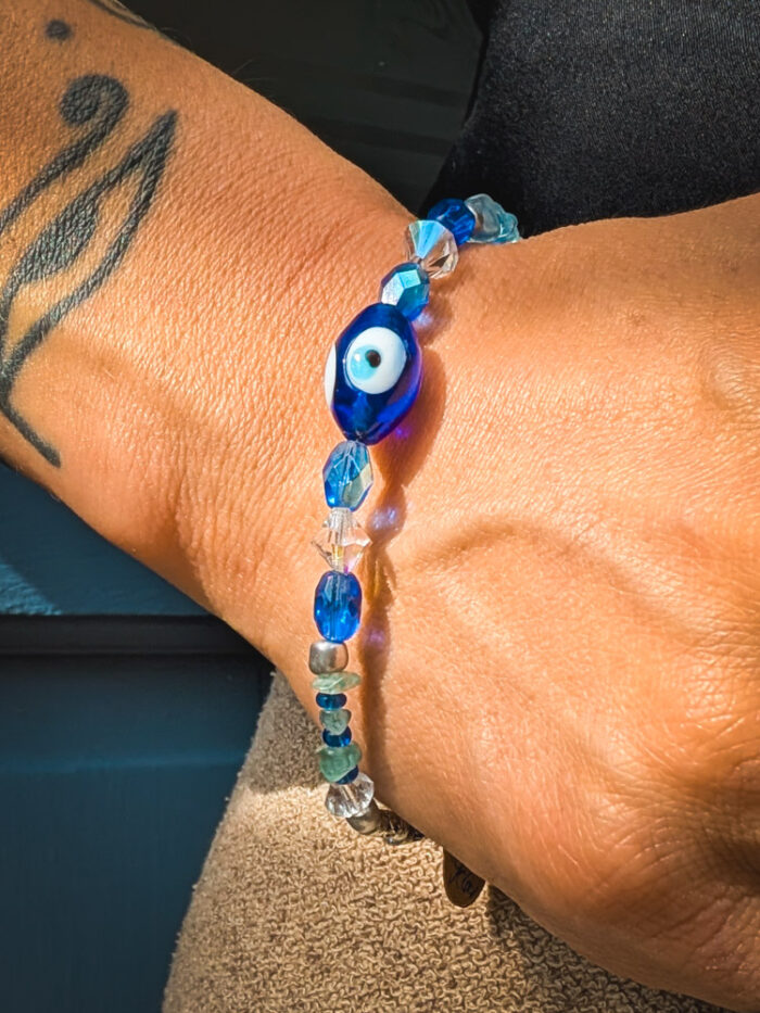 Upcycled Evil Eye Bracelet
