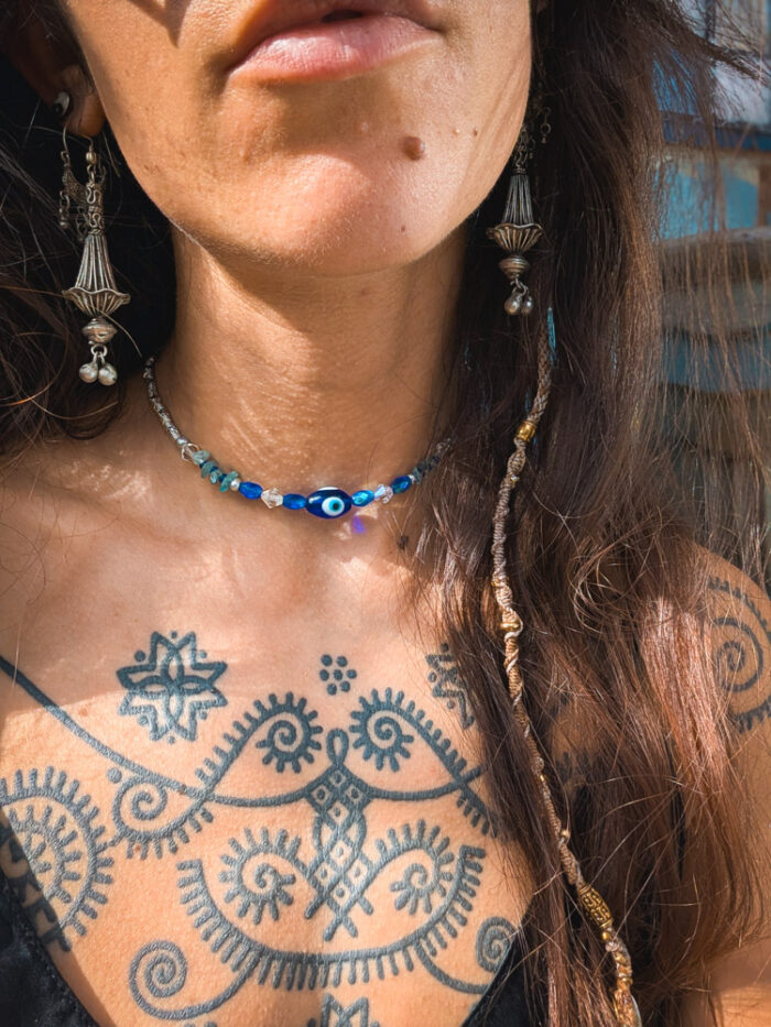 Upcycled Evil Eye Choker - Image 5