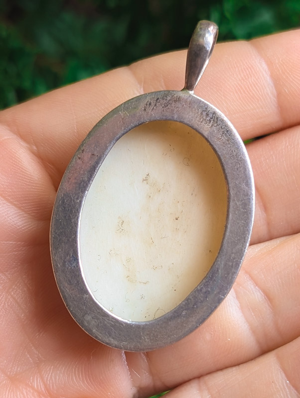 925 Silver Carved Alabaster Pendant - Image 2