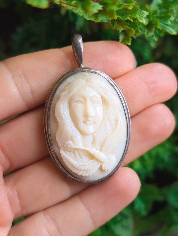 925 Silver Carved Alabaster Pendant