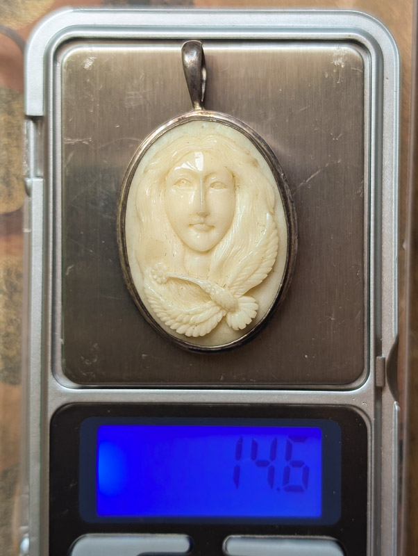 925 Silver Carved Alabaster Pendant - Image 5