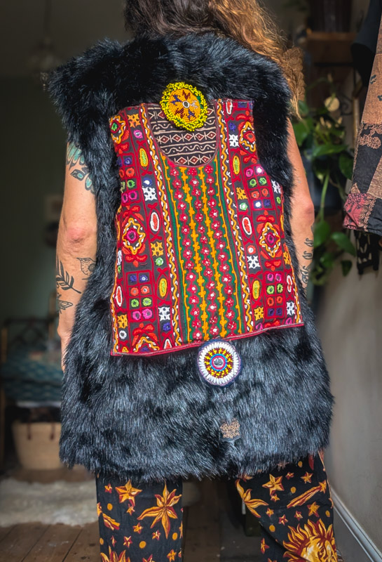 Reworked Bohemian Faux Fur Gilet - Image 2