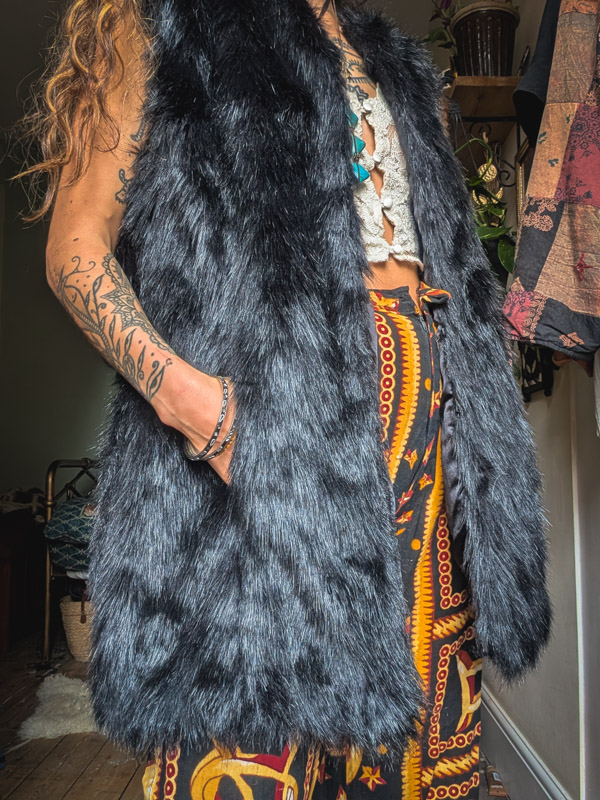 Reworked Bohemian Faux Fur Gilet - Image 3