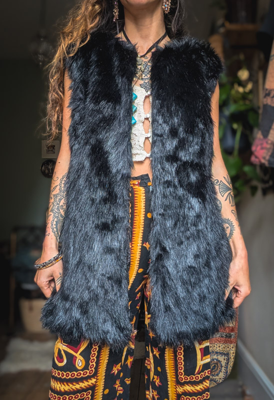 Reworked Bohemian Faux Fur Gilet - Image 4