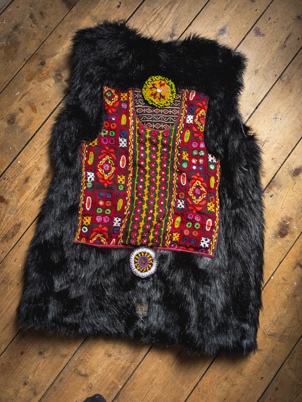 Reworked Bohemian Faux Fur Gilet
