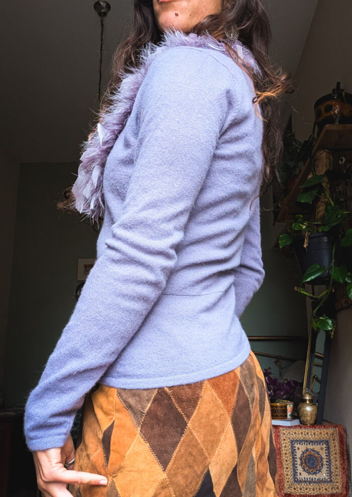 Feather Trim Cardigan - Image 2