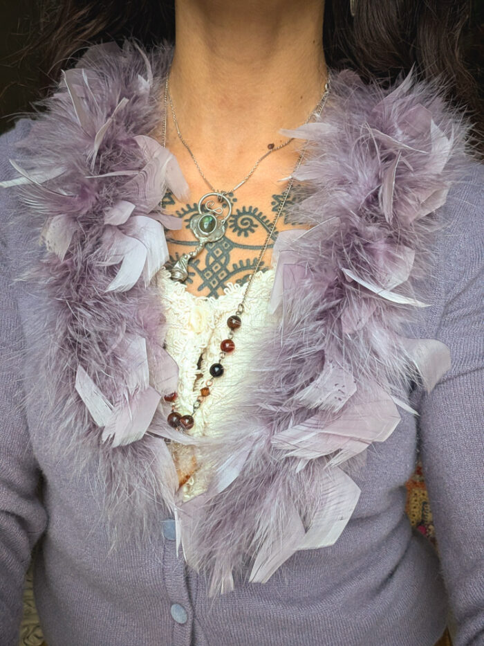 Feather Trim Cardigan - Image 3