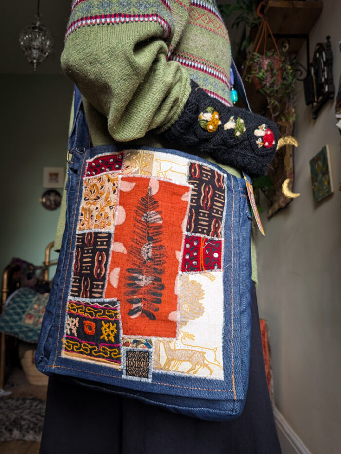 Upcycled Fern Messenger Bag