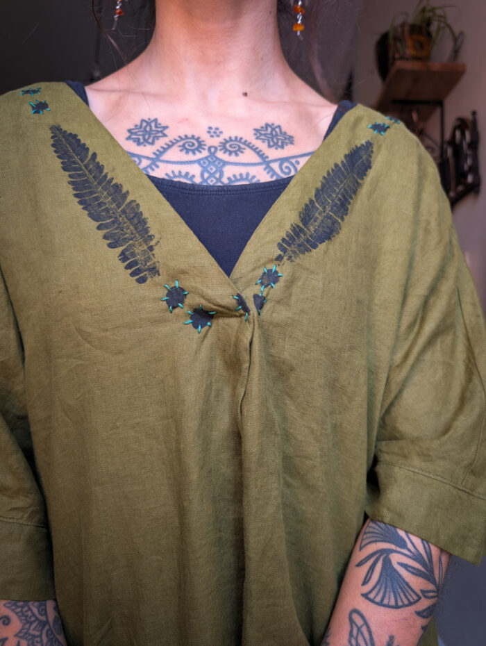 Reworked Fern Print Linen Top - Image 5