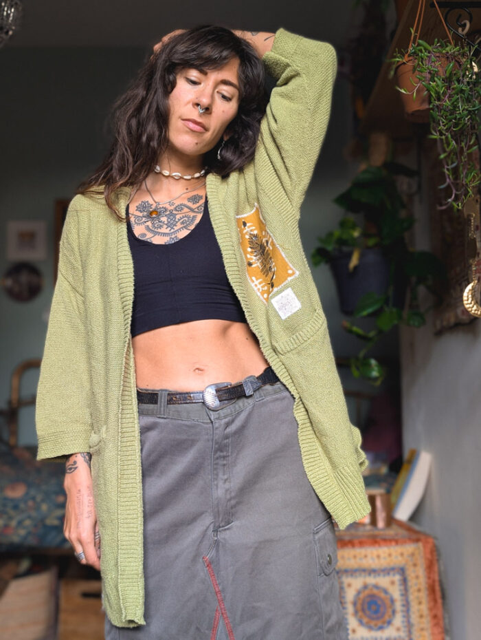 Reworked Fern Print Cardigan - Image 3